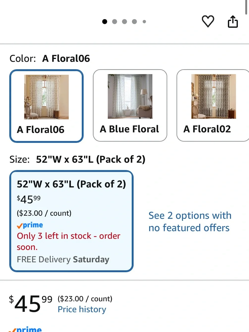 Floral Sheer Window Curtain Drapes in Cream Floral Rose- Home Accents 52W